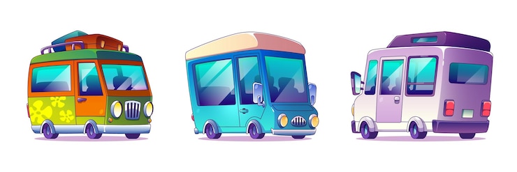 무료 Vector 캠퍼 밴 카 빈티지 rv 버스 트레일러