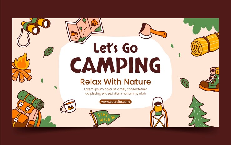 無料Vector キャンプアドベンチャーのfacebook投稿