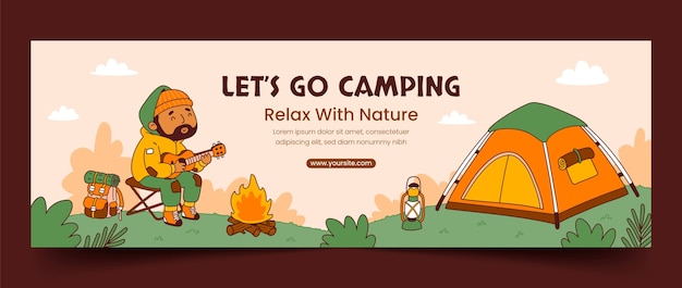 Free vector camping adventure twitter header