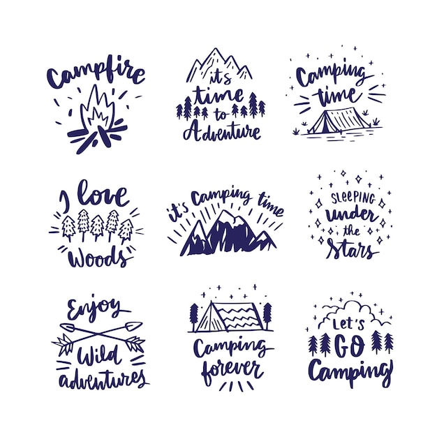 Camping & adventures lettering collection