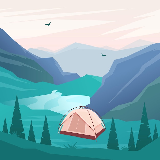 Camping area landscape concept