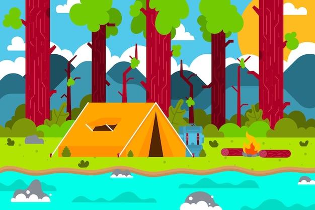 Camping area landscape concept