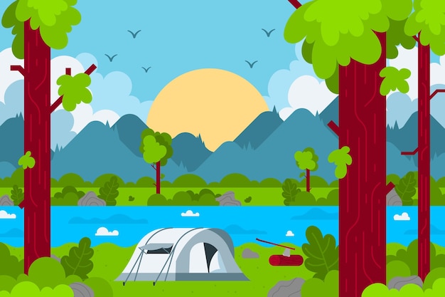 Camping area landscape concept