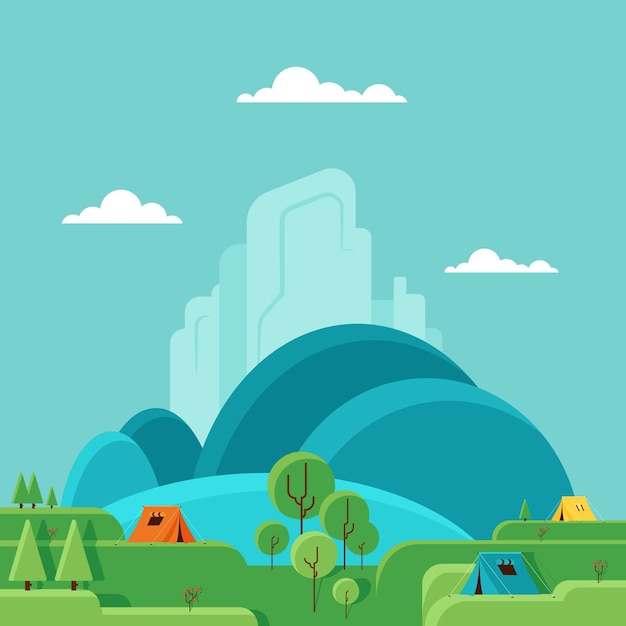 Camping area landscape concept