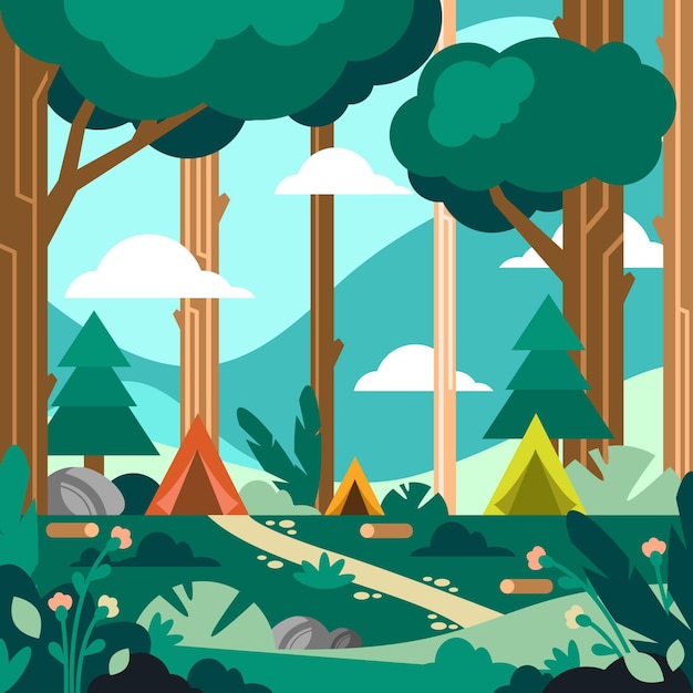 Free vector camping area landscape concept