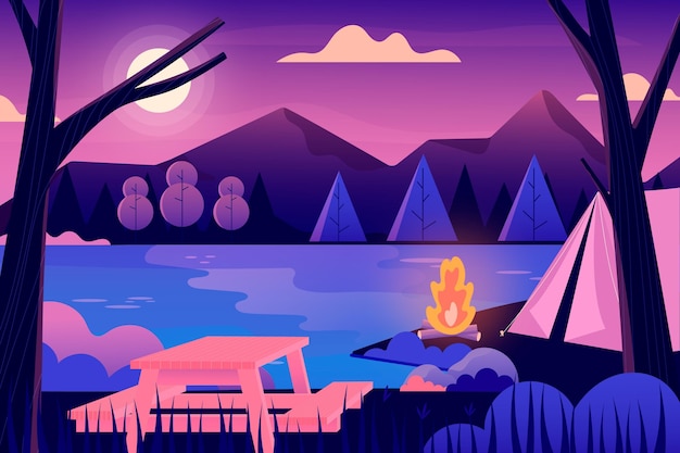 Camping area landscape concept