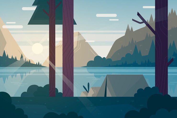 Free Vector camping area landscape