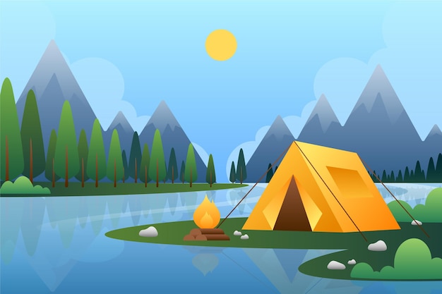 Free vector camping area landscape