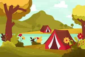 Free vector camping area nature landscape