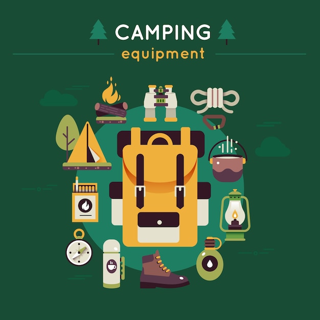 Free vector camping colored composition