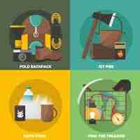 Free vector camping colored compositions