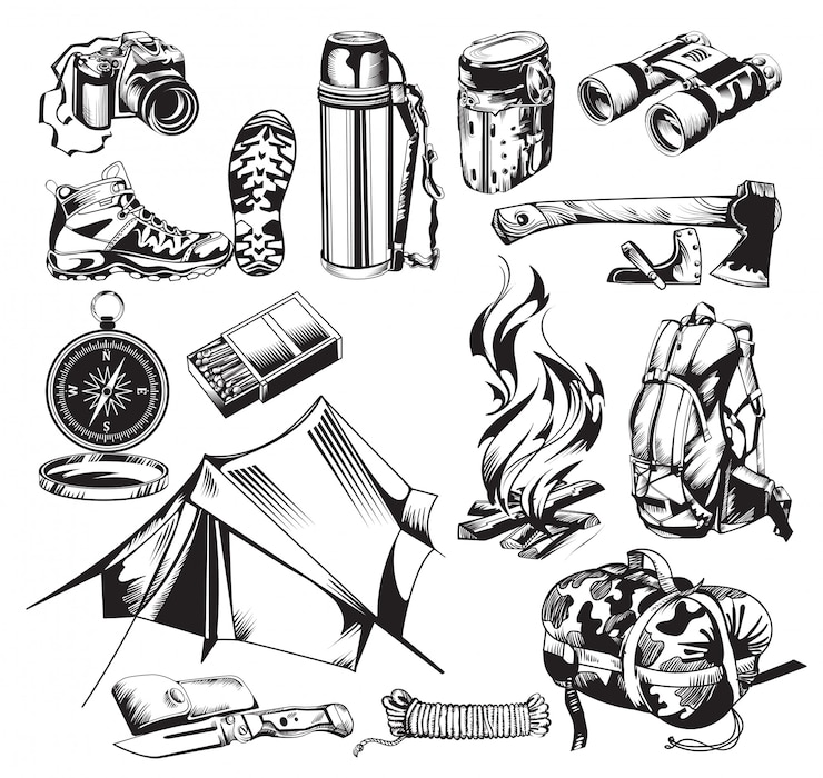 Free Vector camping elements set