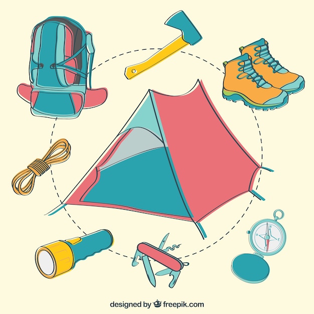 Vettore gratuito camping elements set