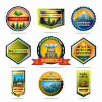 Free vector camping emblems set