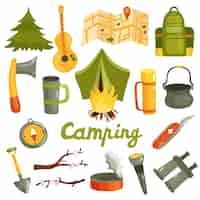 Free vector camping equipment collection