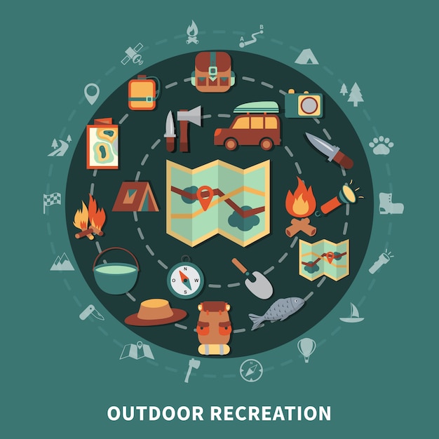 Free vector camping flat composition