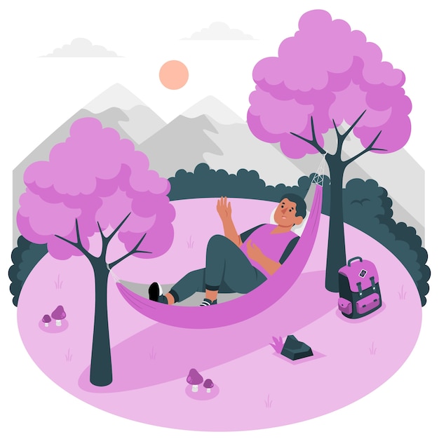 Free vector camping hammock concept illustration