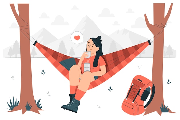 Free vector camping hammock concept illustration