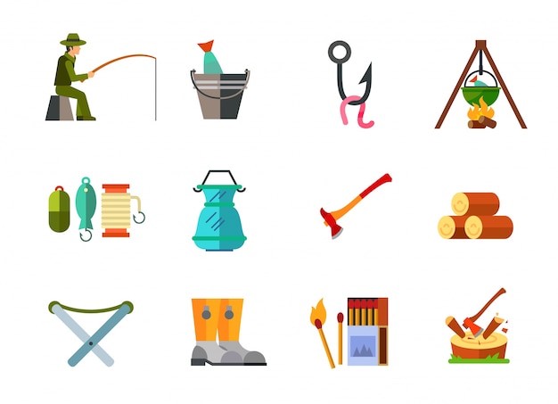 Free vector camping icon collection