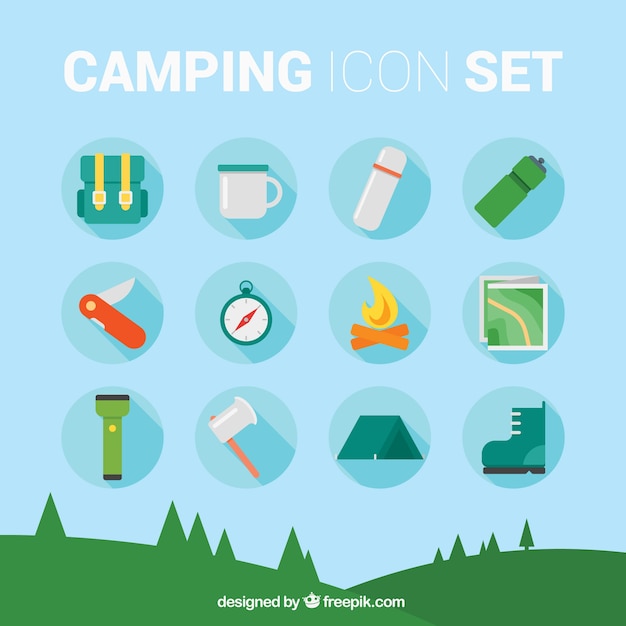 Camping set di icone