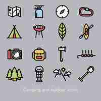 Free vector camping icons collection