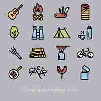 Free vector camping icons collection