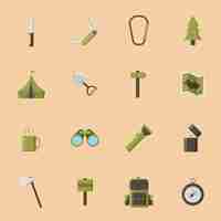 Free vector camping icons collection