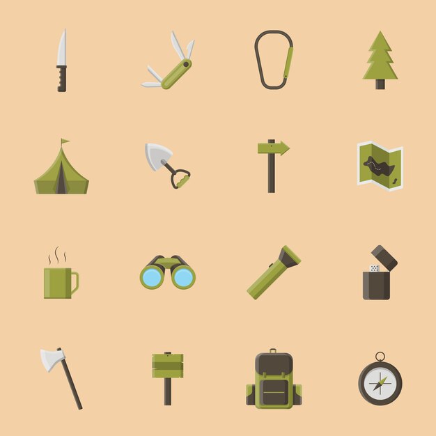 Camping icons collection