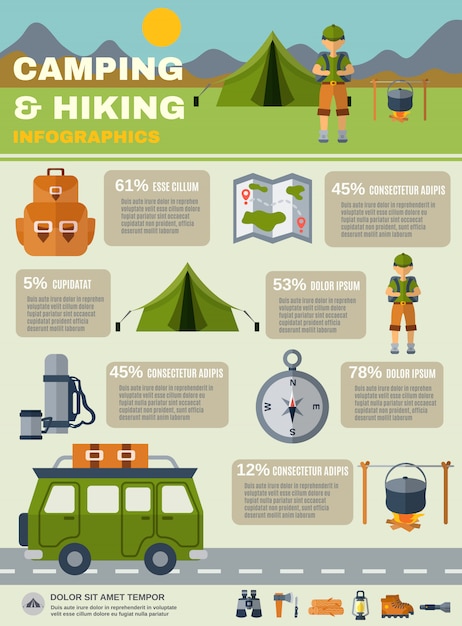 Camping infographics set