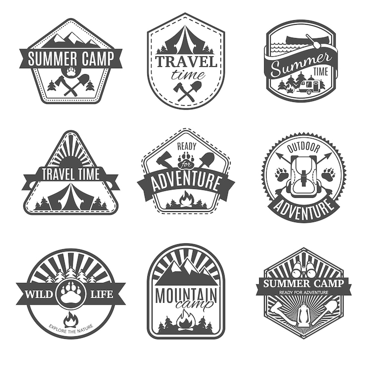 Free Vector camping isolated icons set