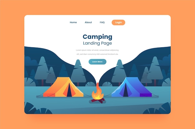 Free vector camping landing page concept