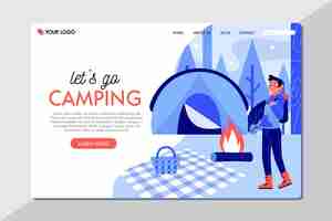 Free vector camping landing page template