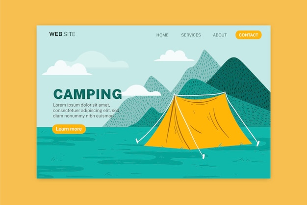 Modello di pagina di destinazione del campeggio