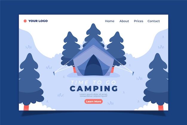 Free vector camping landing page template