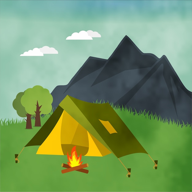 Camping landscape background