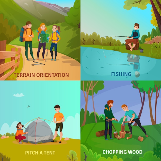 Free vector camping people design concept