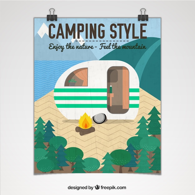 Плакат зона отдыха. Camping poster. Camping слова