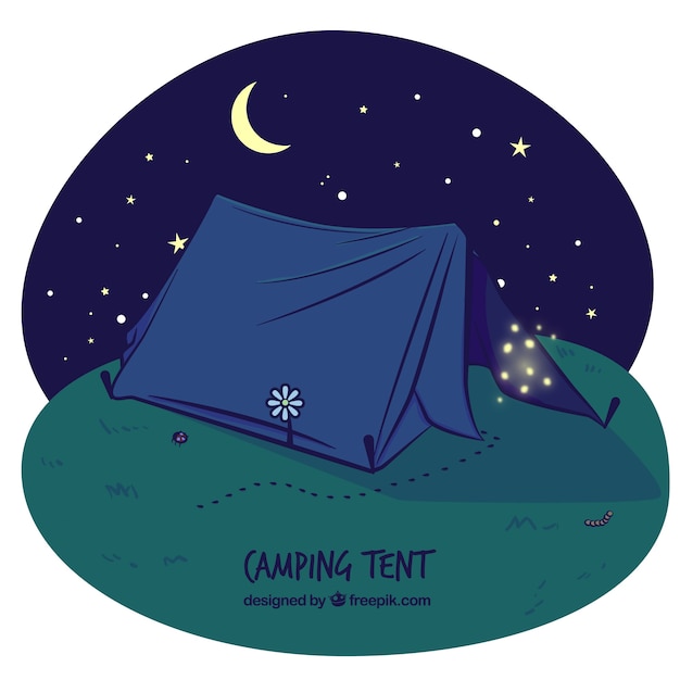 Free vector camping tent at night