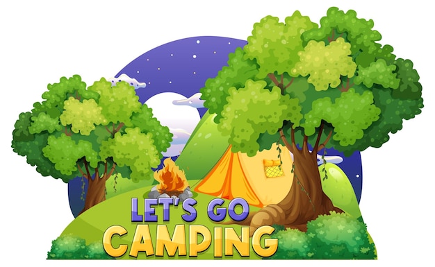 Camping tent with lets go camping text
