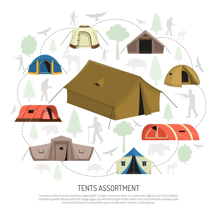 Free Vector camping tents selection composition  advertisement poster 