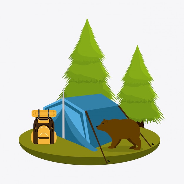 Free vector camping travel and vacations.