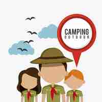 Free vector camping travel and vacations.