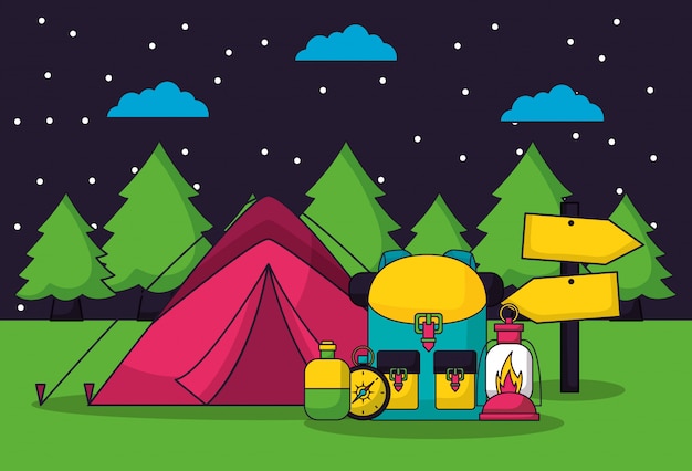 Free vector camping trip in flat style