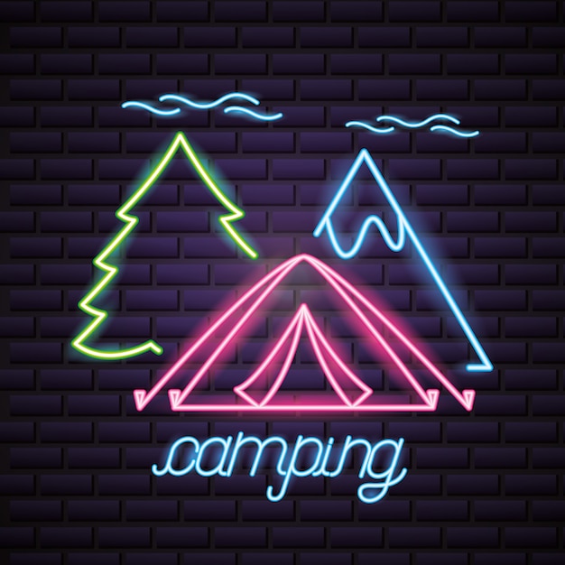 Camping trip in neon style