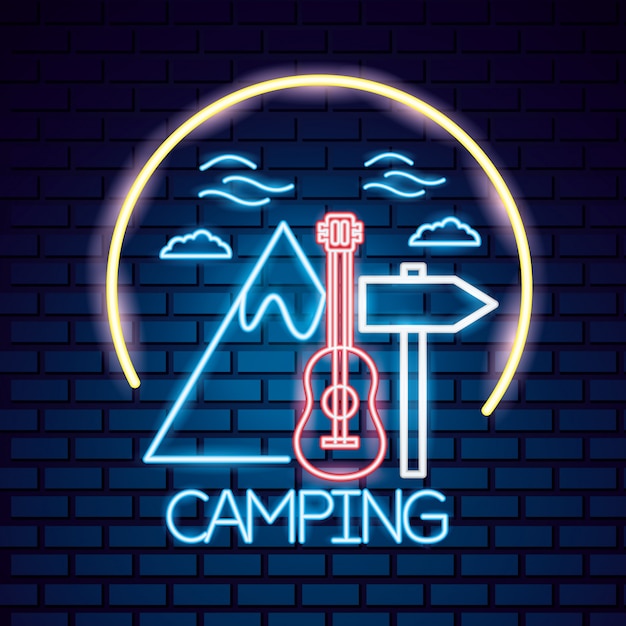 Camping trip in neon style