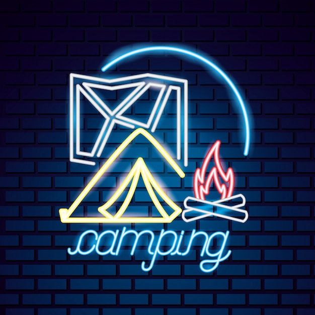 Free vector camping trip in neon style