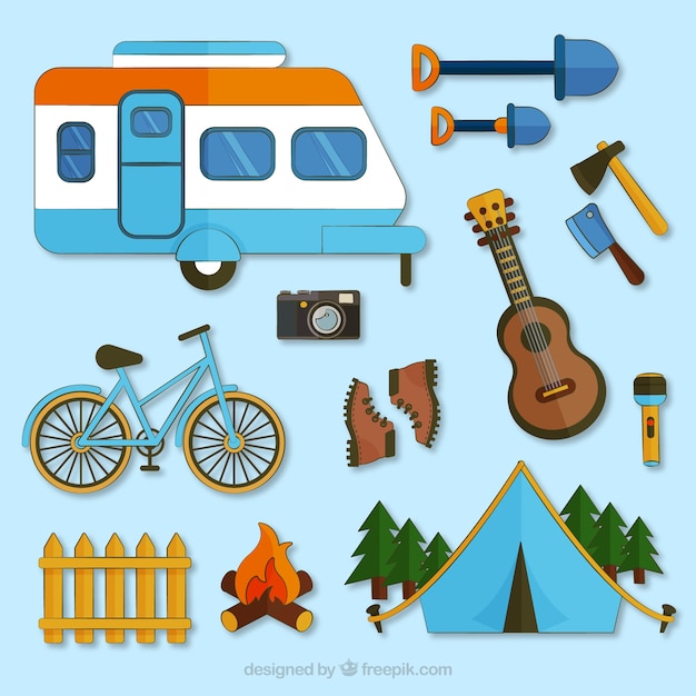 Camping vector set - disegnata a mano