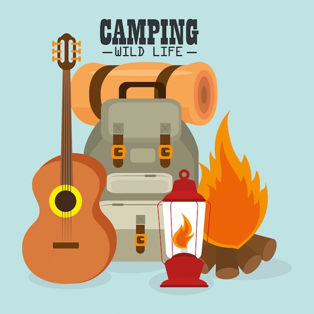 Camping wild life with equipment