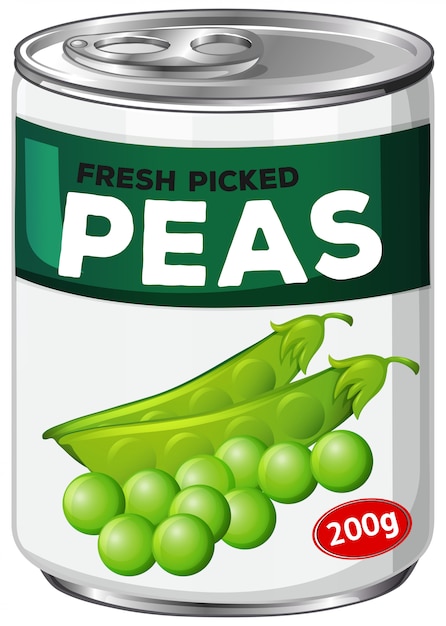 Free vector can of fresh picked peas