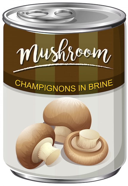 Vettore gratuito scatola di funghi champignon in salamoia